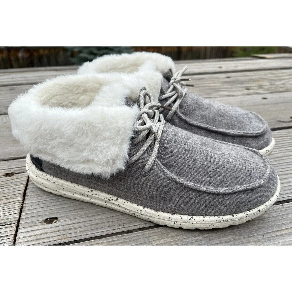 Hey Dude Britt Women’s 7 Faux Fur Lined Ankle Booties Shoes - Charcoal